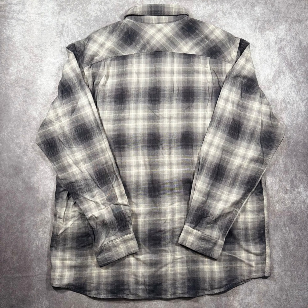Carhartt Rugged Flex Pearl Snap Flannel Shirt Mens XL Tall Grey Relaxed Fit - Picture 3 of 8